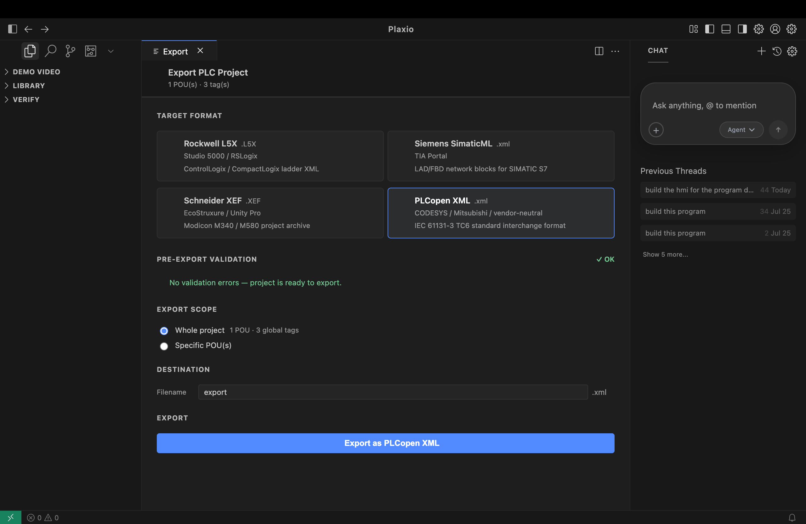 Plaxio feature: Lossless export to every major vendor